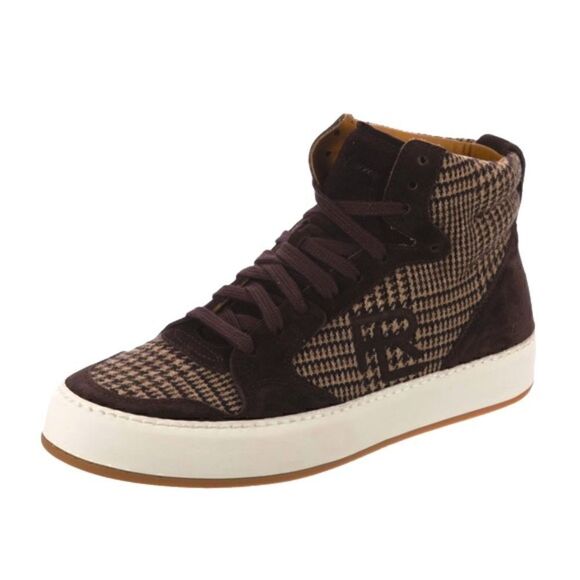 Ralph Lauren Fall 2022 Collection Brown Glen Plaid Jaemyn High Top Sneakers - Picture 1 of 17
